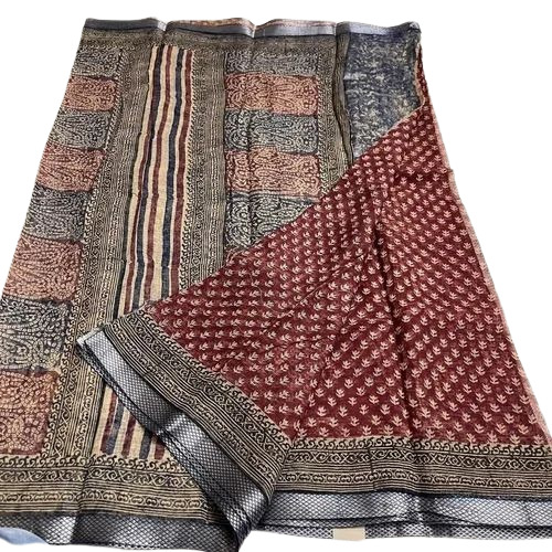 Bagru Hand Block Print Kota Doria Saree