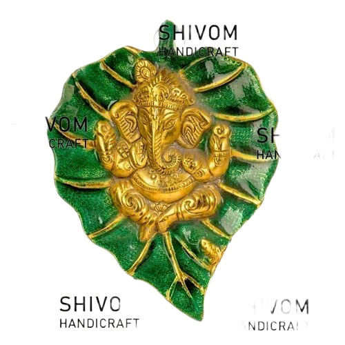 Gold Plated Leaves Ganesh Statue