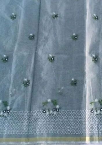 Party Wear Grey Kota Doria Saree