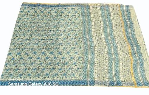 Pure Cotton Kota Doria Handblock Printed Saree