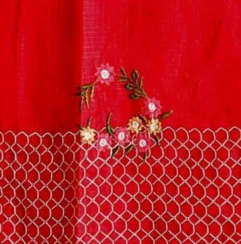 Red Flower Printed Kota Doria Saree