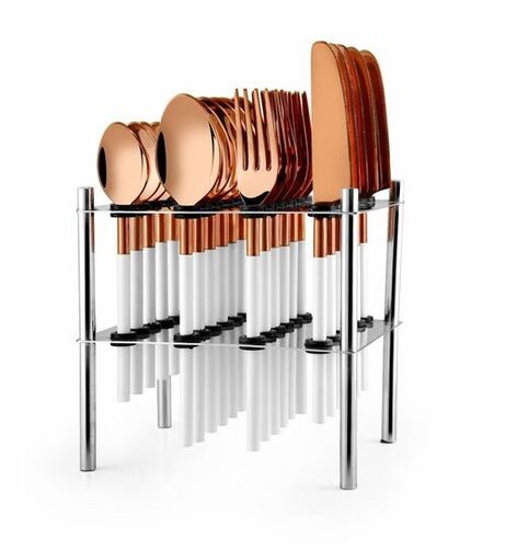 Zara Rosegold Spoon/Knife Cutlery Set - Stainless Steel, 24 Pieces, Rosegold | Durable, Standard Size