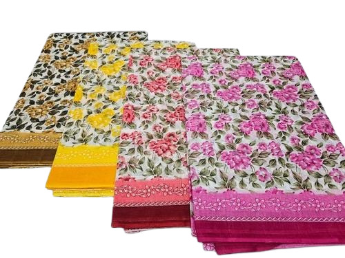 Cotton Flower Print Voil Sarees