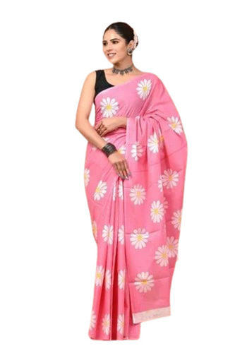 Pink Handloom Cotton Saree