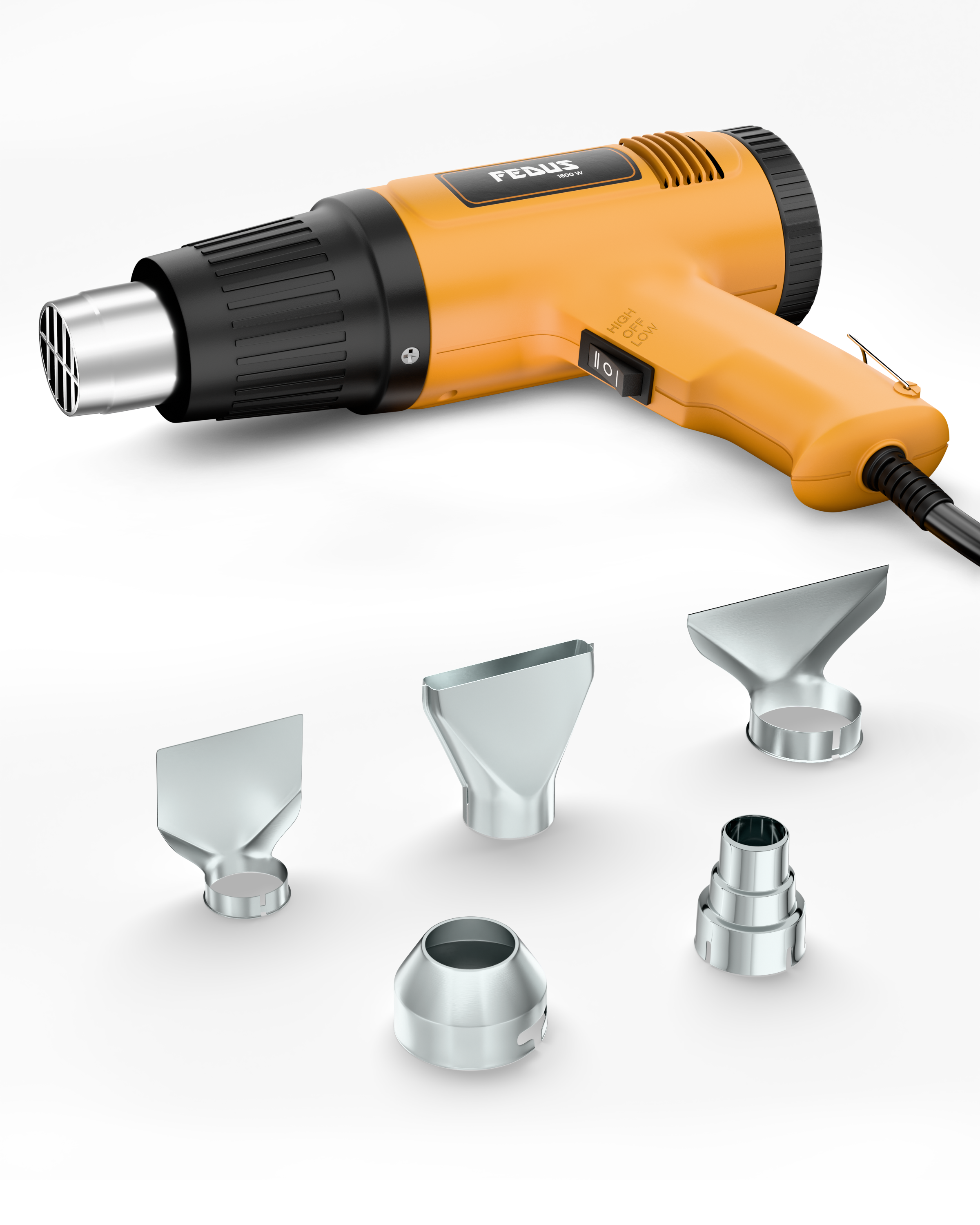 Fedus 1600w Heat Gun Dual Temp 180c 650c 5 Nozzles - Color: Multiple