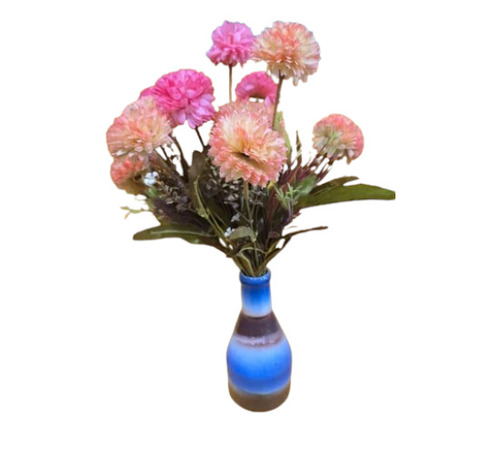 8 Inch Ceramic Blue Flower Vase