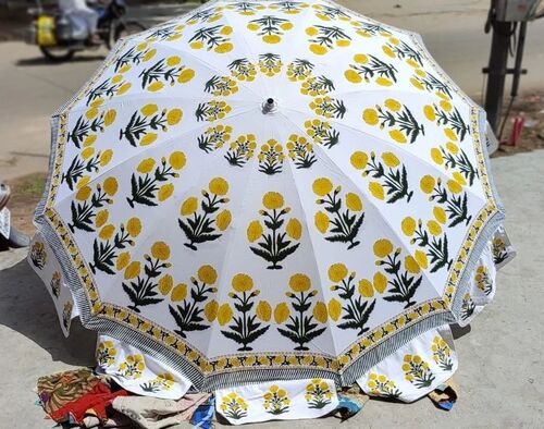 Double Layered Fabric Block Print Garden Umbrella