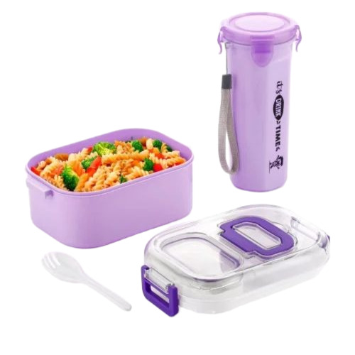 Kids Plastic Lunch Box With Bottle
