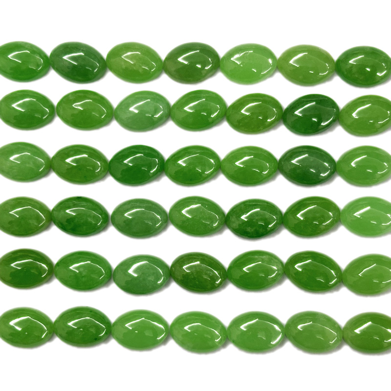 Color Treated Green Jade Oval Cabochons Loose Gemstone Beads For Jewelry Making - Beads Material: Stone