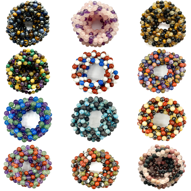 Customized Healing Gemstone Round Beaded Bracelets Oem Service - Color: Mixed