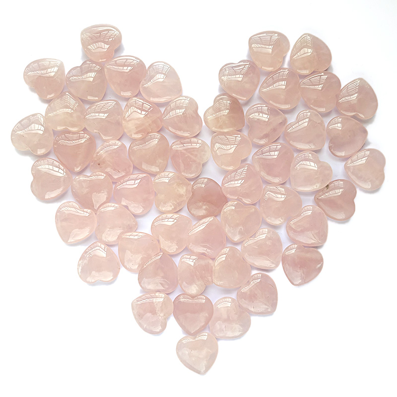 Heart Shaped Love Stones Rose Quartz Healing Crystal Stone Hearts - Color: Pink
