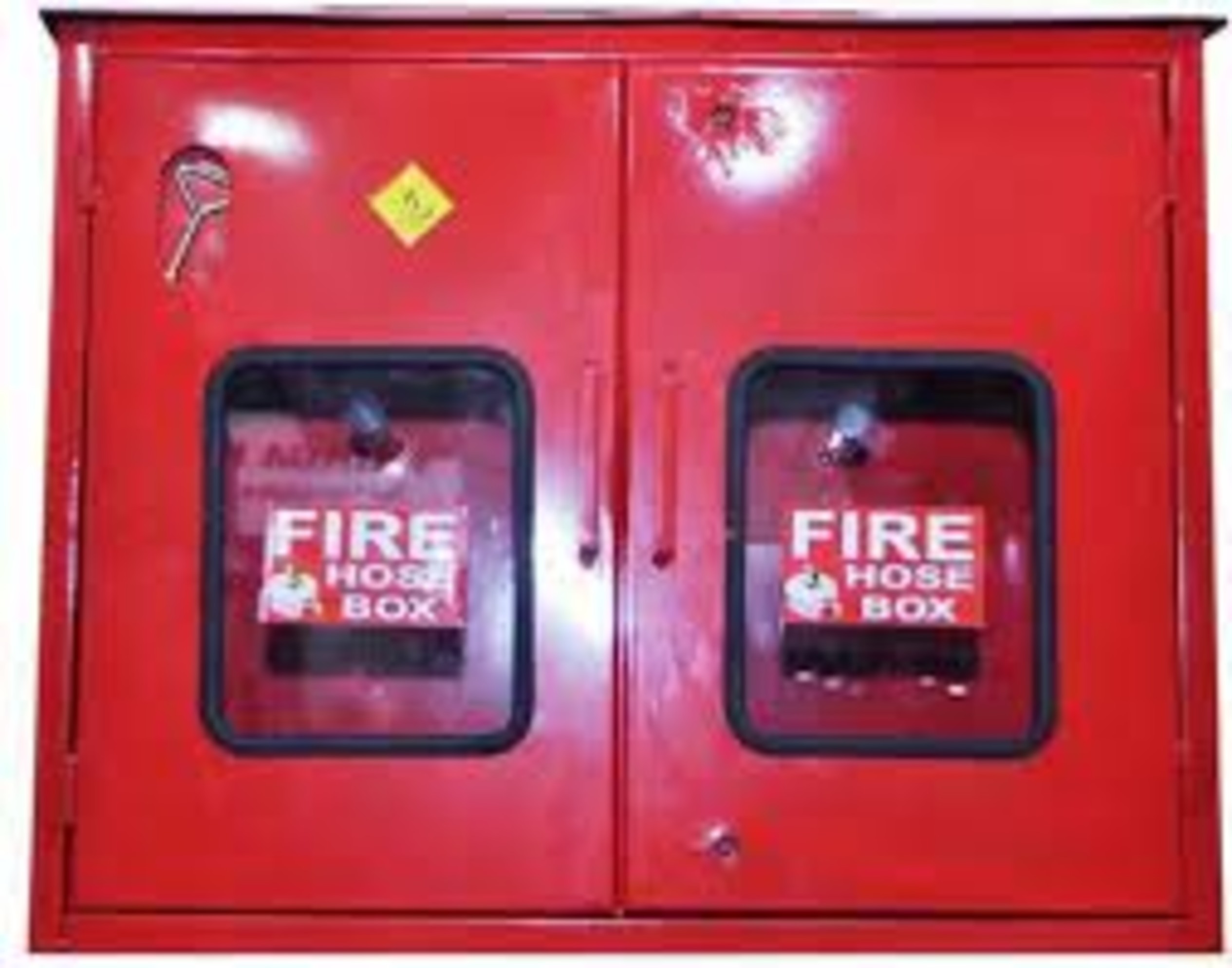 Mild Steel Double Door Fire Hose Box - Color: Red
