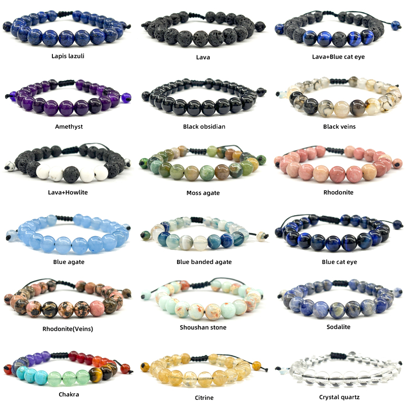 Multi Colors Gemstone Macrame Bracelets Healing Crystal Bracelets Wholesale - Diameter: 18 Centimeter (Cm)