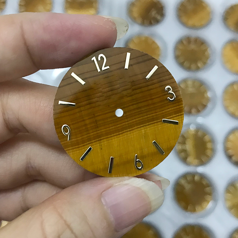 Natural Tiger Eye Stone Watch Dials Wholesale Crystal Dials Gemstone Watch Faces - Color: Yellow