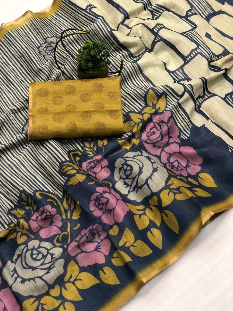 Tissue Zari Digital Print Saree With Shiny Coating On It - Occasion: Daily Wear