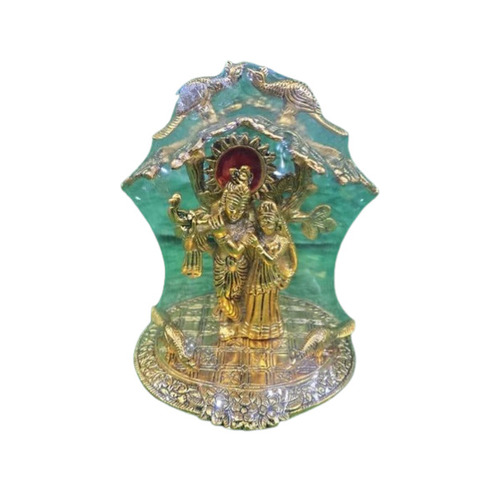 15 Inch Brass Peacock Radha Krishna Statue