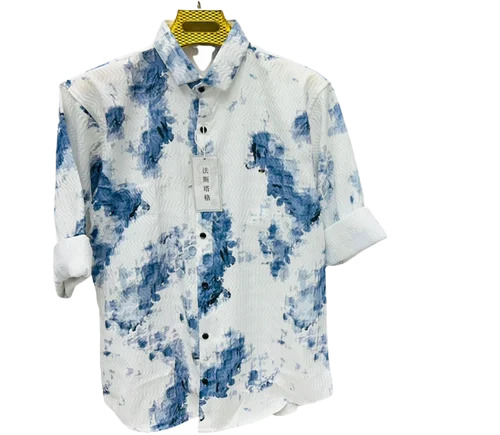 Imported Korean Fabric White Blue Shirt