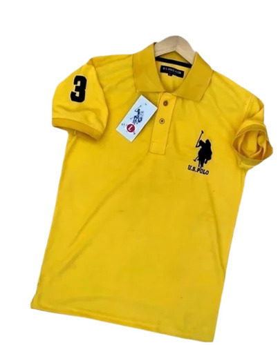 Mens Yellow Polo T Shirt