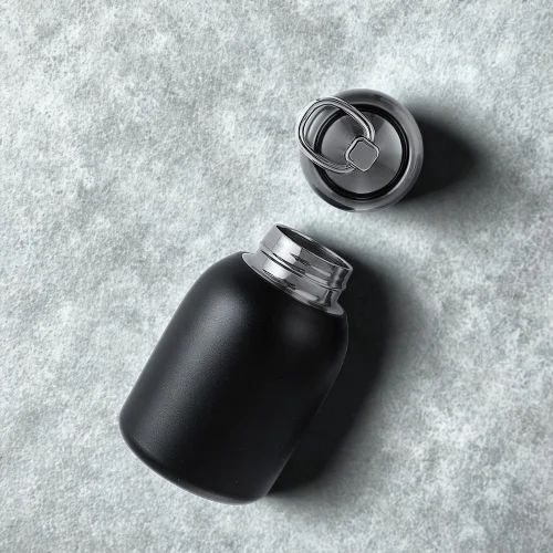 Black Steel Insulated Water Bottle Vacuum Flask