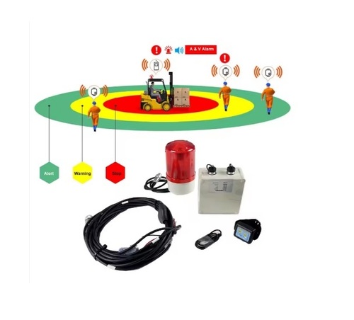 Forklift Pedestrian Safety 360 Forklift Anti-Collision System UWB Technology Wearable Tags for Large Scale Manufacturing Plant
