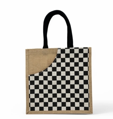 Small Jute Bag With Fancy Printed Pocket