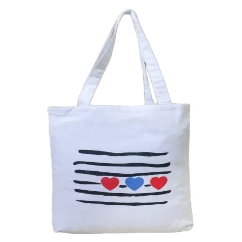 Heart Print Cotton Shopping Bag