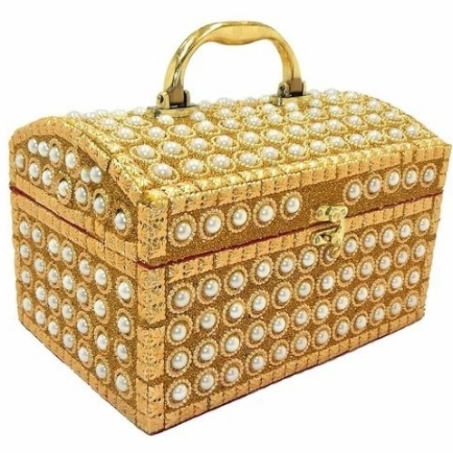 Golden Wooden Rajwada Makeup Case