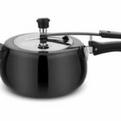 High Quality Pressure Cooker - Aluminum 5 Liter, Black | Corrosion Resistant, Glossy Finish, Plastic Handle, Portable
