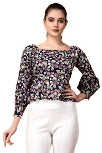 Casual Wear Printed Crepe Top - Color: Multiple