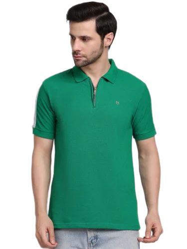 Green Mens Collar T Shirt
