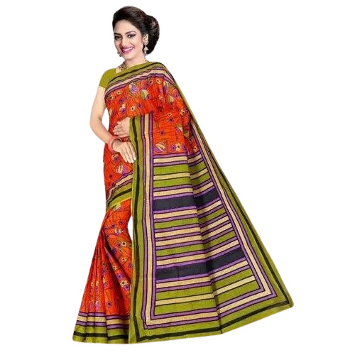 Ladies Striped Printed Cotton Saree