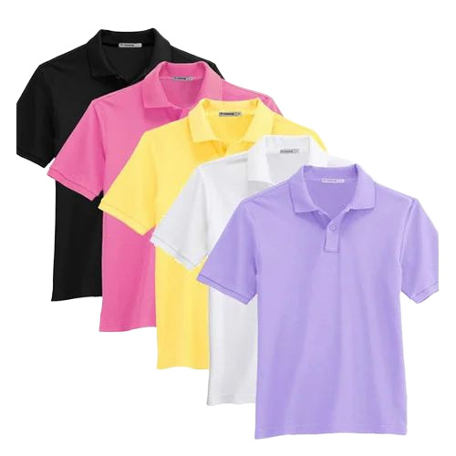 Mens Cotton T Shirt - Cotton, Customized Size, Multiple Colors | Polo Collar, Short Sleeves, Lightweight Breathable