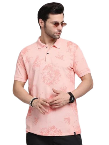 Printed Mens Collar T Shirt