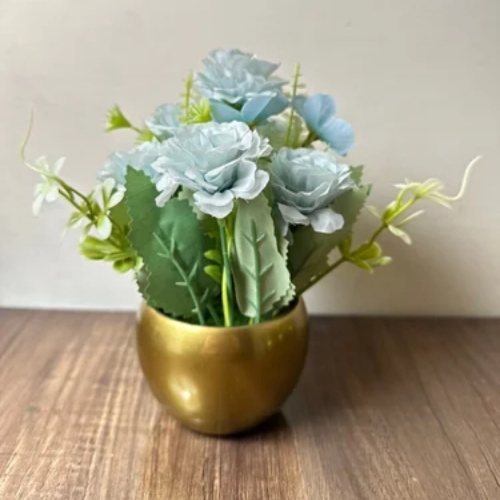 Artificial Flower With Small Metal Pot
