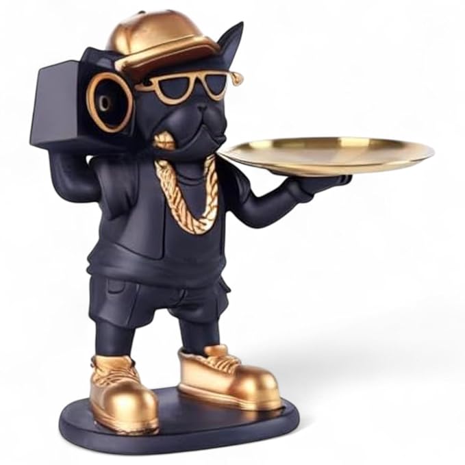 Golden & Black Dog Statue