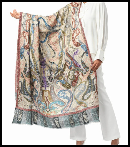 Black Pashmina Kalamkari Shawls - Color: ................................