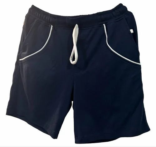 Men Cotton Navy Blue Shorts