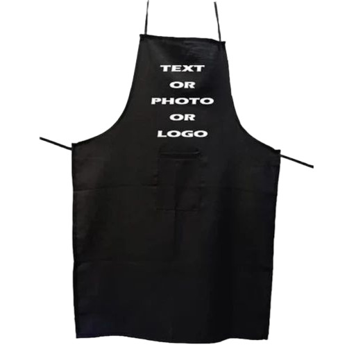 Black Printed Cotton Kitchen Apron