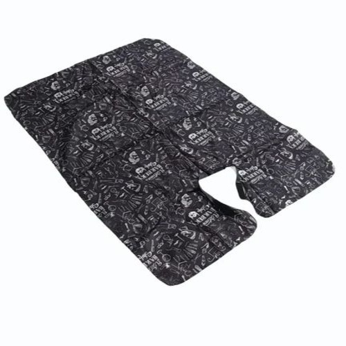 Black Printed Salon Apron - Polyester XXL, White | Anti-Wrinkle, Comfortable, Adjustable