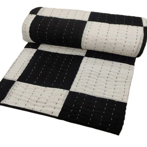 Black And White Kantha Quilt