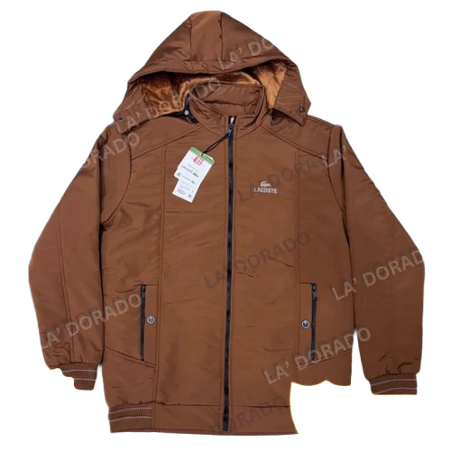 Men Brown Fabric Jacket