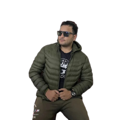 Olive Green Men Hooded Jacket