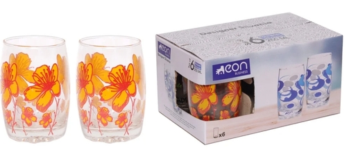 Gulmohar 6 Pieces Glass Set (Printed) For Home