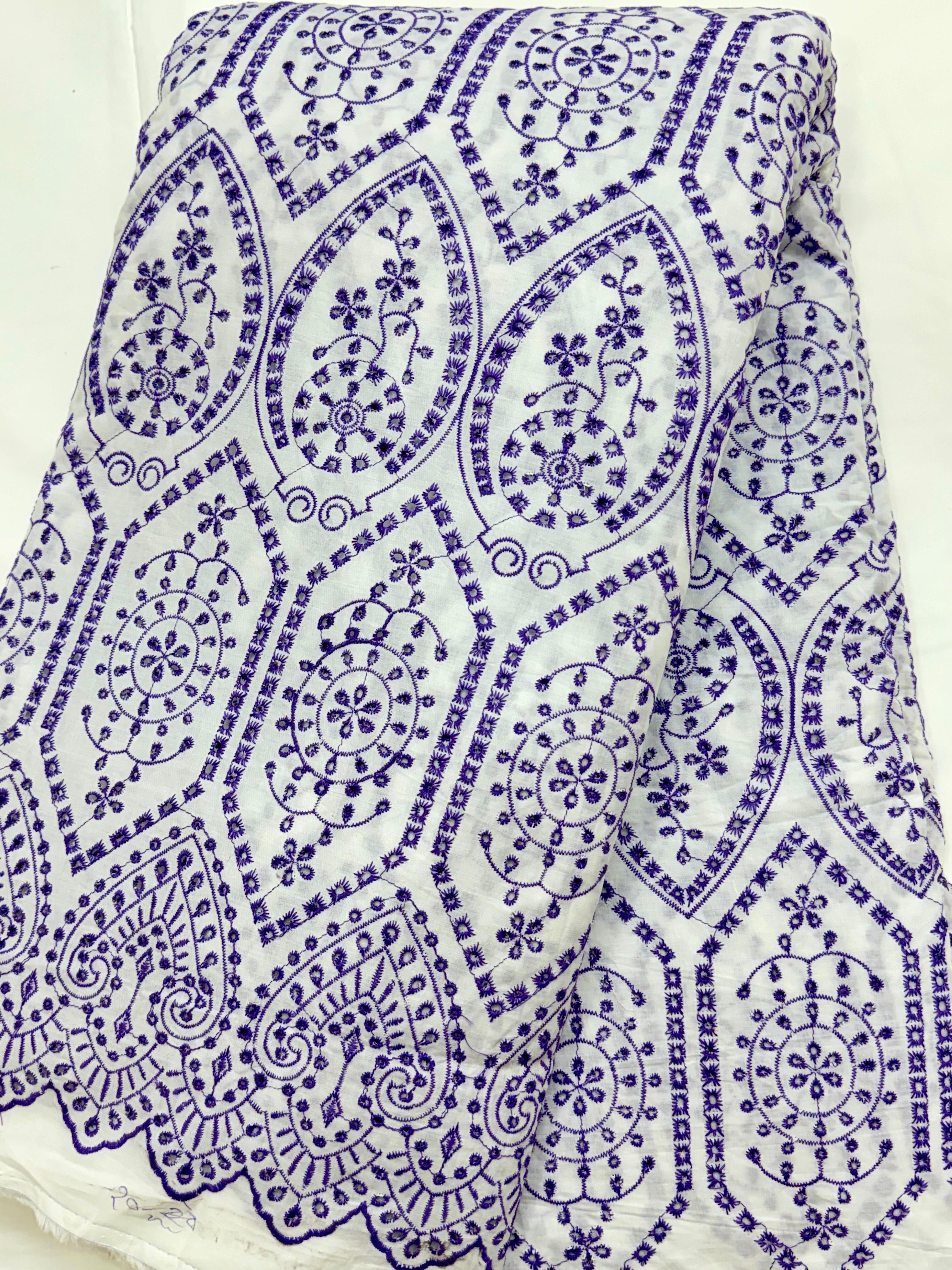 Cotton Schiffli Embroidered Fabric - Attributes: Exceptionally Soft