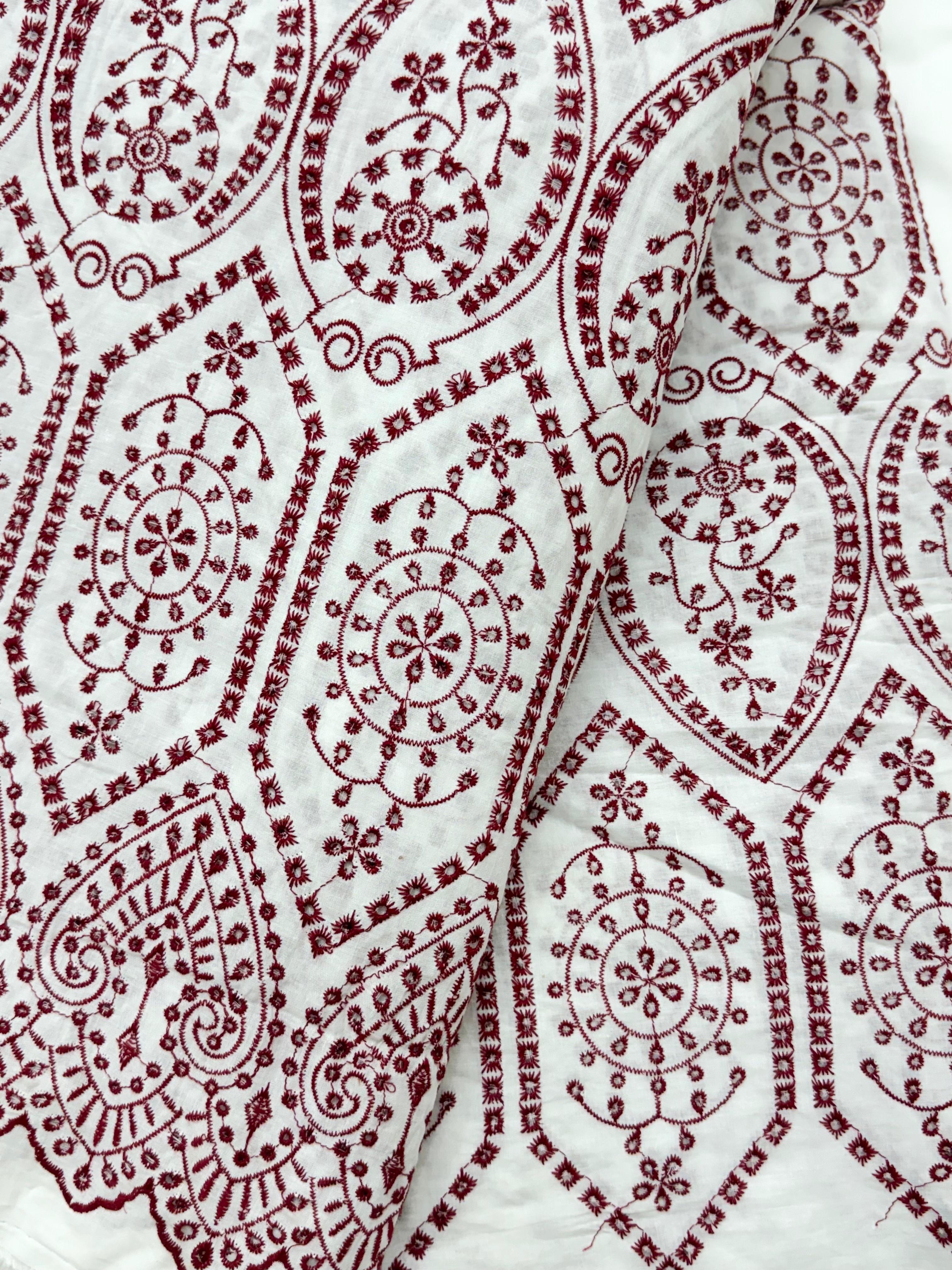 Cotton Schiffli Embroidery Fabric - Length: 20 Meter (M)