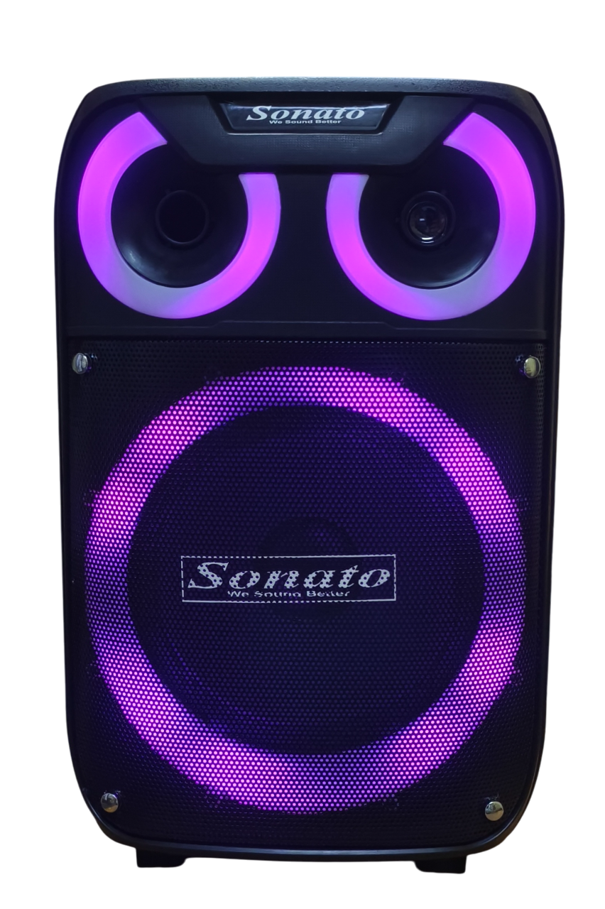 Sonato 10 Inch Trolly 1517 Powered Dual Hand Cordless Speaker - Color: Black