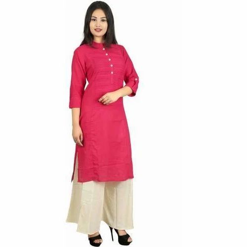 Ladies Plain Cotton Slub Kurti