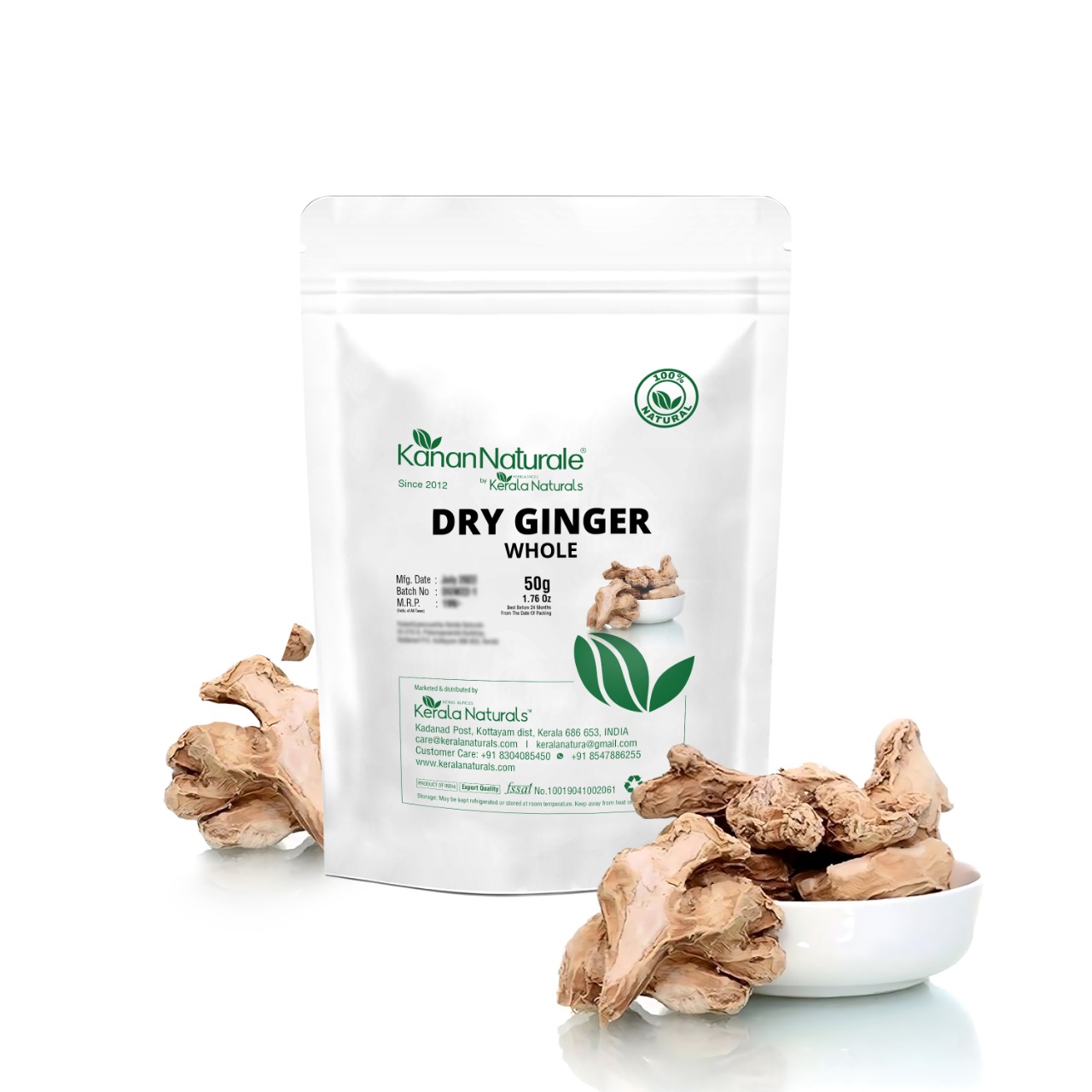 Dry Ginger Whole 50 Gm - Color: Lite Brown