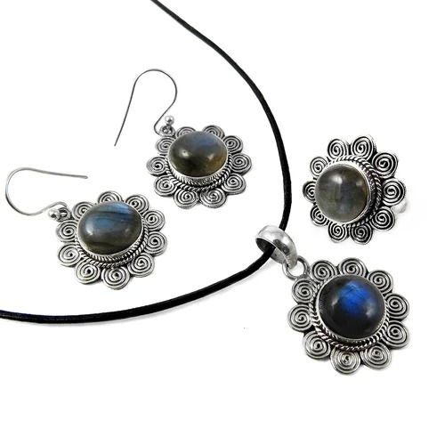 Labradorite 925 Sterling Silver 4 Piece Set