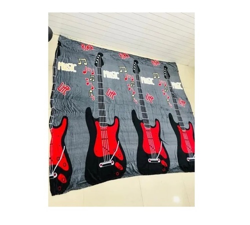 Grey Printed Flano Single Bed Blanket